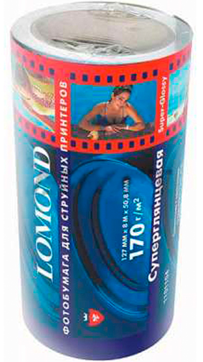 Фотобумага Lomond Super Glossy Premium Photo Paper суперглянцевая микропористая (127мм х 8м, 170г/кв.м, втулка 50,8мм) [1101104]