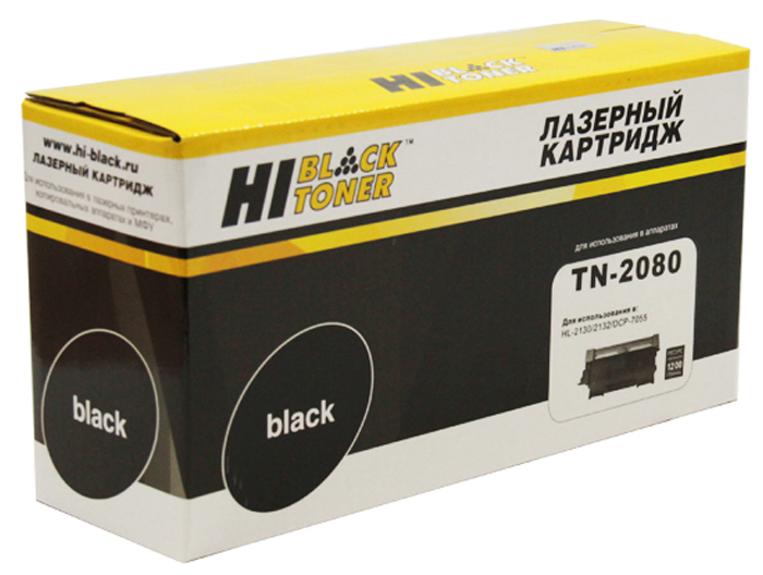 Тонер-картридж Brother HL 2130/ DCP 7055 (цвет: чёрный) [ресурс: 1 200 стр.] [артикул: HB-TN-2080] /совместимый [Hi-Black]/