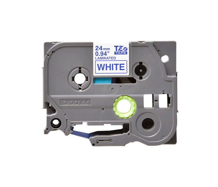 Лента TZE253 ламинированная для печати наклеек Brother PT 500/9800 (размер: 24мм х 8м, синий шрифт, белый фон) [артикул: TZE-253] /оригинальная/