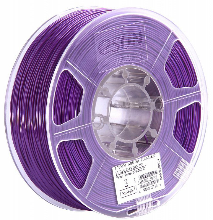Проволока ABS+ ESUN для печати на 3D-принтерах (диаметр нити: 1,75 мм, вес катушки: 1 кг, цвет: пурпупный)