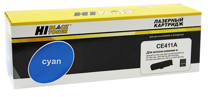 Тонер-картридж HP LaserJet Pro Color M351/475 (цвет: голубой) [ресурс: 2 600 стр.] [артикул: HB-CE411A] /совместимый [Hi-Black]/