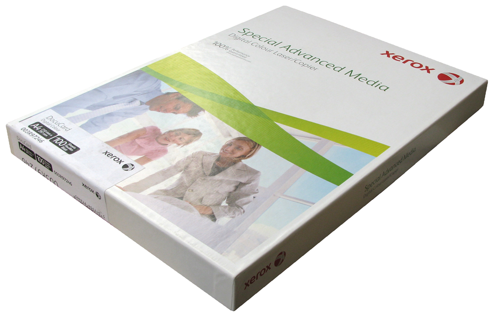 Высокопрочная полимерная карточка Xerox Blank DocuCard A4:1 (120 г/кв.м, 1 наклейка на листе - 86x54 мм, 100л/пач.) [арт. 003R97246]