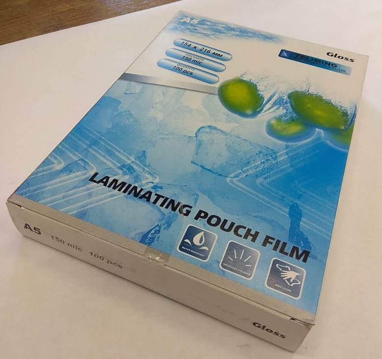 Пленка для ламинирования A5 (154х216мм, 2х150мкм, 100шт/уп) глянцевая /LF/