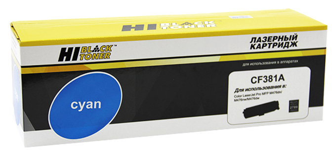 Тонер-картридж HP Color LaserJet Pro M476 (цвет: голубой) [ресурс: 2 700 стр.] [артикул: HB-CF381A] /совместимый [Hi-Black]/