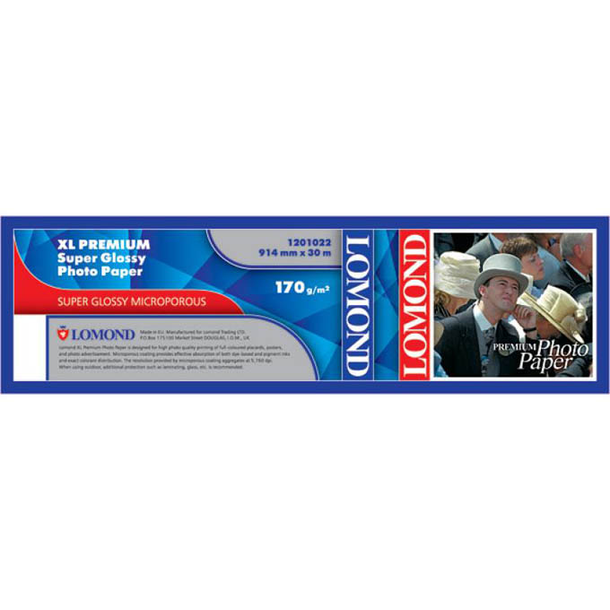 Фотобумага Lomond XL Premium Super Glossy Photo Paper суперглянцевая микропористая (914мм х 30м, 170г/кв.м, втулка 50,8мм) [1201022]