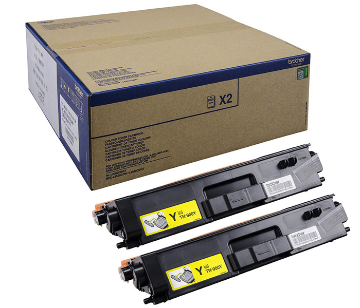Тонер-картридж TN-900Y Brother HL L9200/ MFC L9550 (цвет: желтый) [ресурс: 2 x 6 000 стр.] [артикул: TN900YTWIN] /оригинальный/