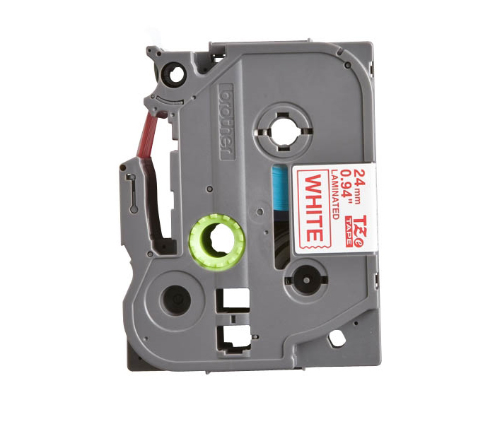 Лента TZE252 ламинированная для печати наклеек Brother PT 500/9800 (размер: 24мм х 8м, красный шрифт, белый фон) [артикул: TZE-252] /оригинальная/