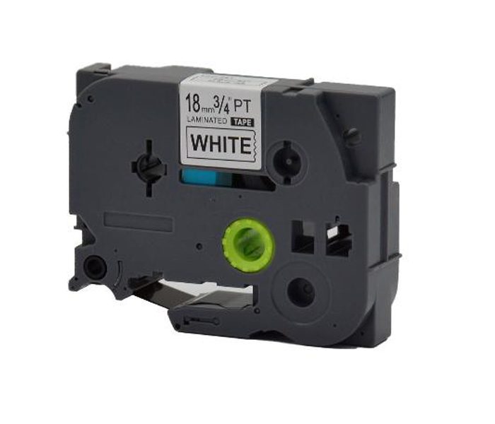 Лента TZE241 ламинированная для печати наклеек Brother PT 5/9800 (размер: 18мм х 8м, черный шрифт, белый фон) [артикул: TZE-241] /оригинальная/