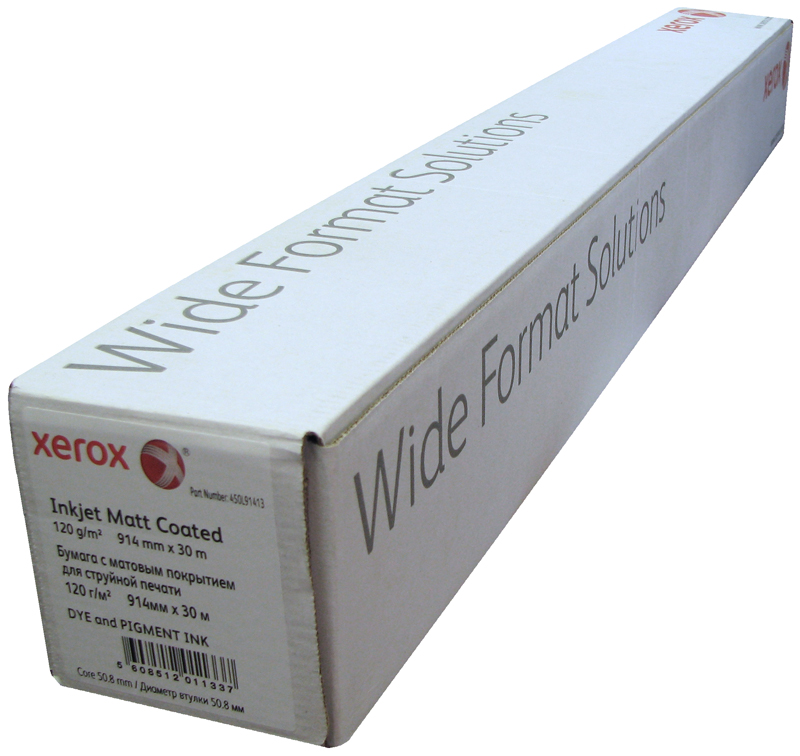 Бумага для плоттеров Xerox Inkjet Matt Coated (матовая) A0+ (914 мм x 30 м, 120 г/кв.м, втулка 50,8 мм) [арт. 450L91413]