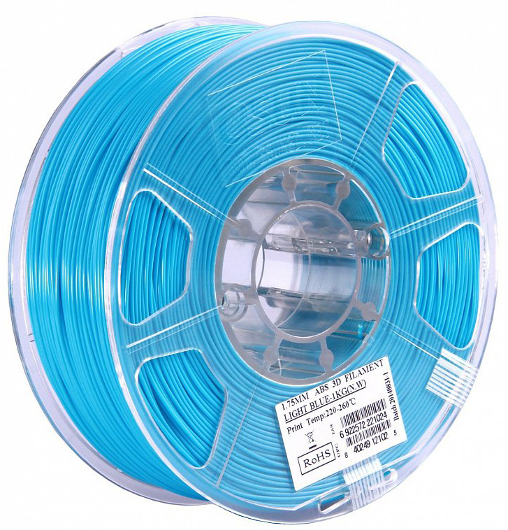 Проволока ABS+ ESUN для печати на 3D-принтерах (диаметр нити: 1,75 мм, вес катушки: 1 кг, цвет: голубая)