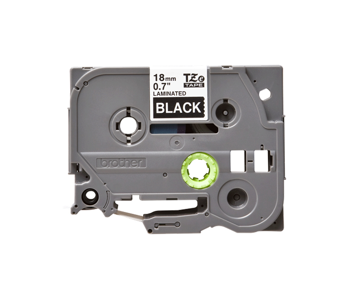 Лента TZE345 ламинированная для печати наклеек Brother PT 5/9800 (размер: 18мм х 8м, белый шрифт, черный фон) [артикул: TZE-345] /оригинальный/