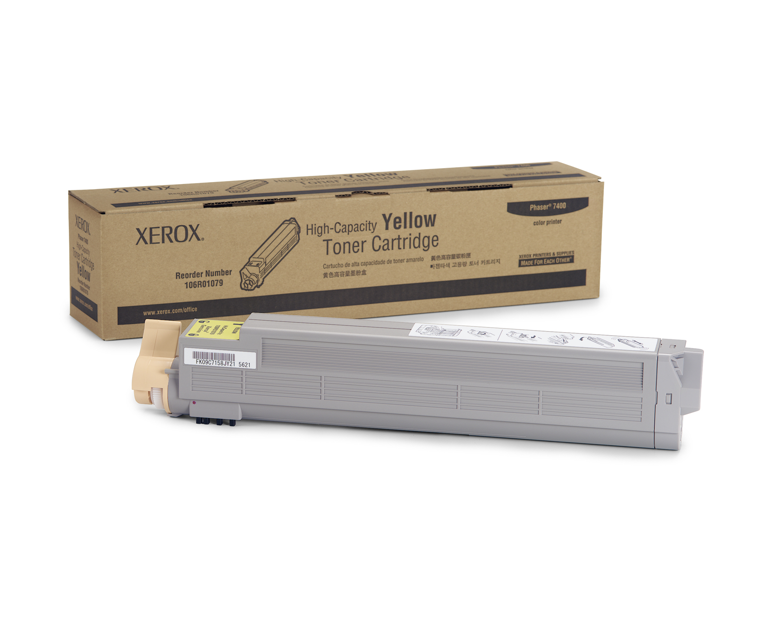 Тонер-картридж Xerox Phaser 7400 (цвет: жёлтый) [ресурс: 18 000 стр.] [артикул: 106R01079] /оригинальный/