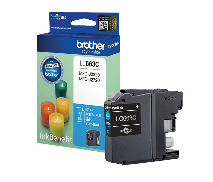 Картридж LC-663C Brother MFC J2320/2720 (цвет: голубой) [ресурс: 550 стр.] [артикул: LC663C] /оригинальный/