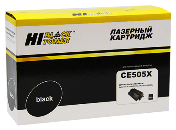 Тонер-картридж HP LJ P2050/2055 (цвет: чёрный) [ресурс: 6 500 стр.] [артикул: HB-CE505X] /совместимый [Hi-Black]/