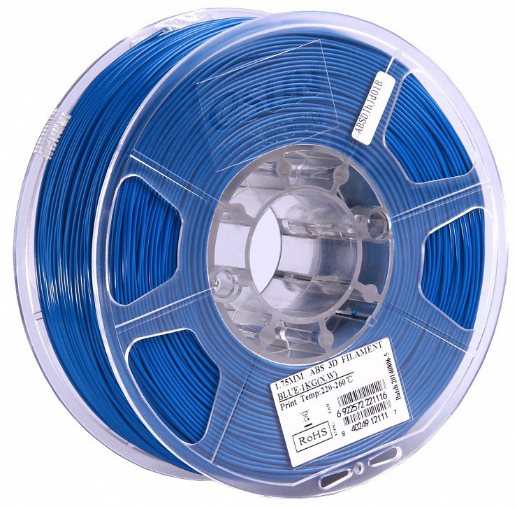 Проволока ABS+ ESUN для печати на 3D-принтерах (диаметр нити: 1,75 мм, вес катушки: 1 кг, цвет: синий)
