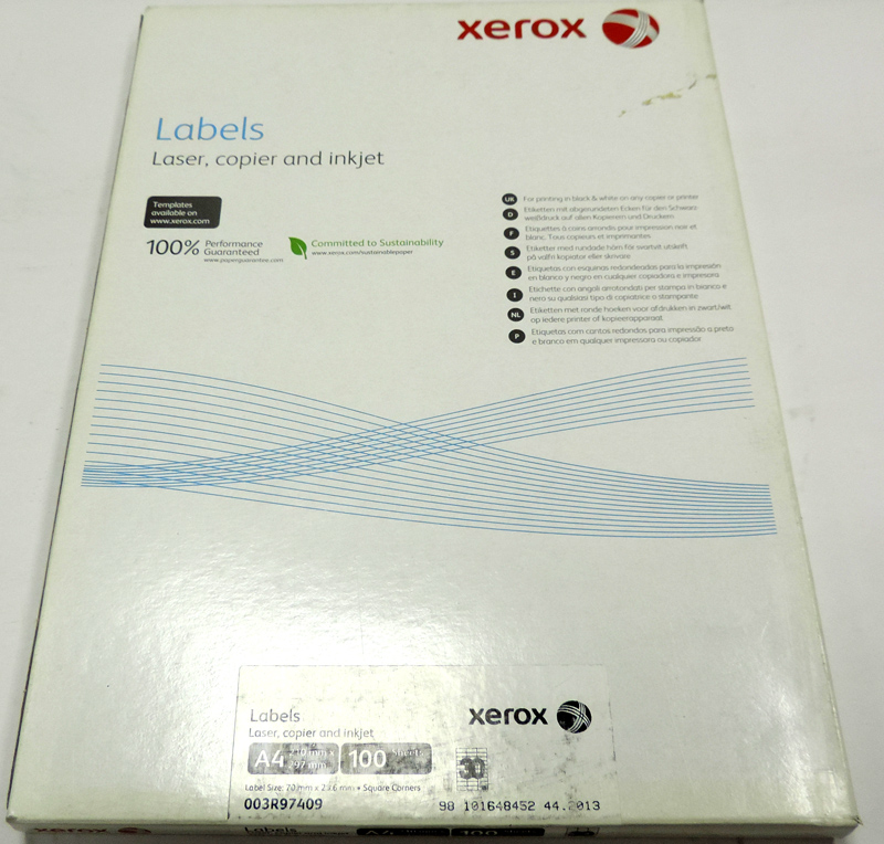 003R97409_УЦ Наклейки бумажные Xerox А4:30 (30 накл/лист, 70x29,7мм, 100л/пач) /98 листов/ [R]