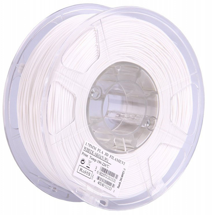 Проволока PLA+ ESUN для печати на 3D-принтерах (диаметр нити: 1,75 мм, вес катушки: 1 кг, цвет: белый)