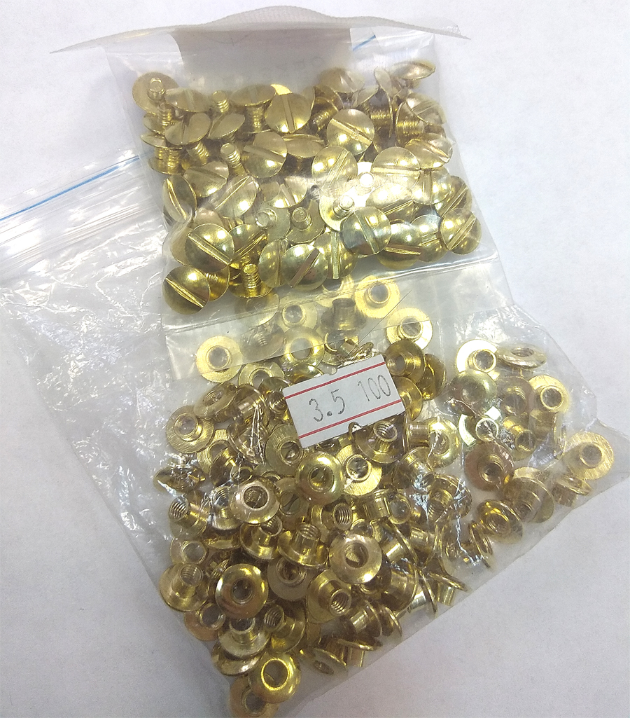 Болты металлические для скрепления "Золото" (3,5мм, 100шт/уп)