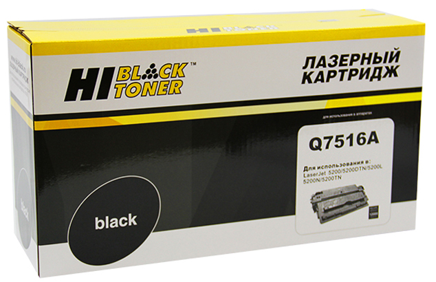 Тонер-картридж HP LJ 5200 (цвет: чёрный) [ресурс: 12 000 стр.] [артикул: HB-Q7516A] /совместимый [Hi-Black]/