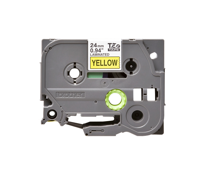 Лента TZE651 ламинированная для печати наклеек Brother PT 500/9800 (размер: 24мм х 8м, черный шрифт, желтый фон) [артикул: TZE-651] /оригинальная/