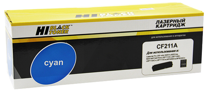 Тонер-картридж HP LaserJet Pro Color M251/276 (цвет: голубой) [ресурс: 1 800 стр.] [артикул: HB-CF211A] /совместимый [Hi-Black]/