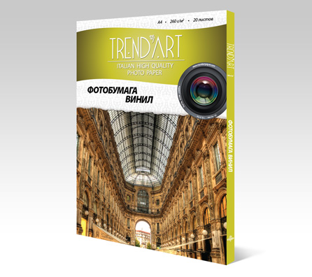 PHW260_A4_20 Фотобумага TrendArt Premium Glossy Wove (Винил) А4 (260г/м, 20л/уп) покрытие RC-base