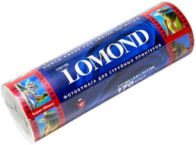 Фотобумага Lomond Super Glossy Premium Photo Paper суперглянцевая микропористая (210мм х 8м, 170г/кв.м, втулка 50,8мм) [1101105]