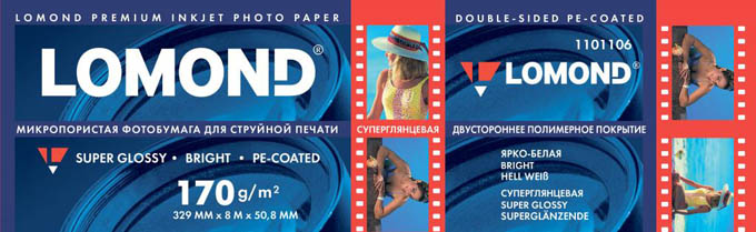 Фотобумага Lomond Super Glossy Premium Photo Paper суперглянцевая микропористая (329мм х 8м, 170г/кв.м, втулка 50,8мм) [1101106]