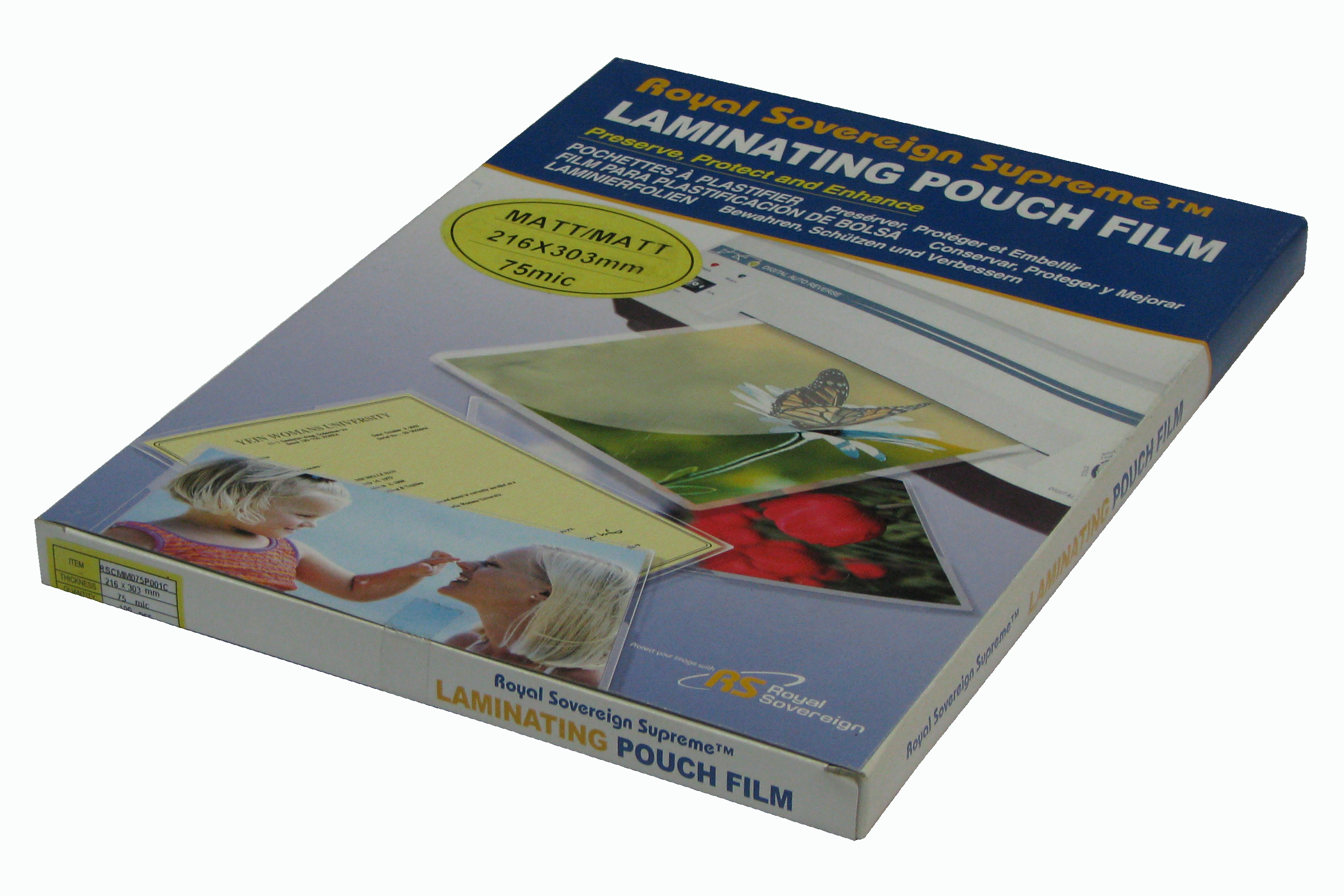 Пленка для ламинирования A4 (216х303мм, 2х75мкм, 100шт/уп) матовая /Royal/