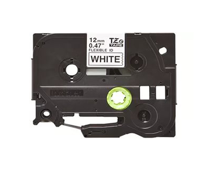 Лента TZEFX231 ламинированная эластичная (идентификационная) для печати наклеек Brother PT 5/9800 (размер: 12мм х 8м, черный шрифт, белый фон) [артикул: TZE-FX231] /оригинальная/