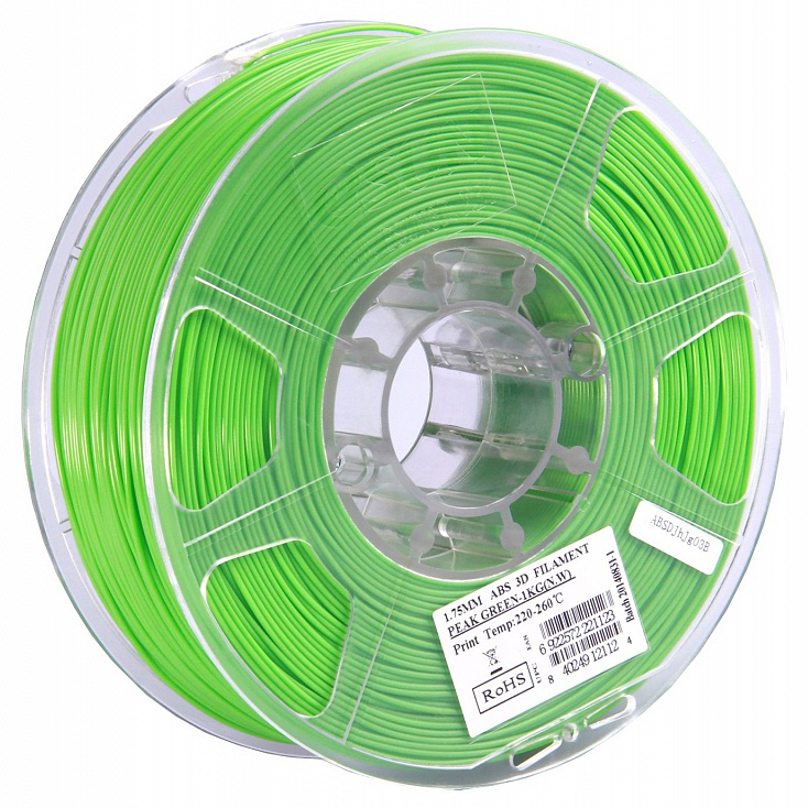 Проволока ABS+ ESUN для печати на 3D-принтерах (диаметр нити: 1,75 мм, вес катушки: 1 кг, цвет: светло-зеленый)