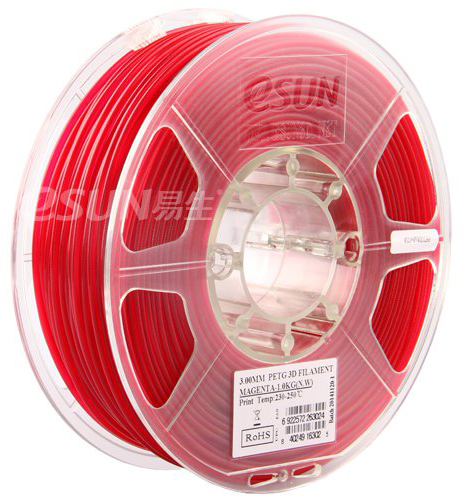 Проволока PETG-пластик ESUN для печати на 3D-принтерах (диаметр нити: 1,75 мм, вес катушки: 1 кг, цвет: красный)