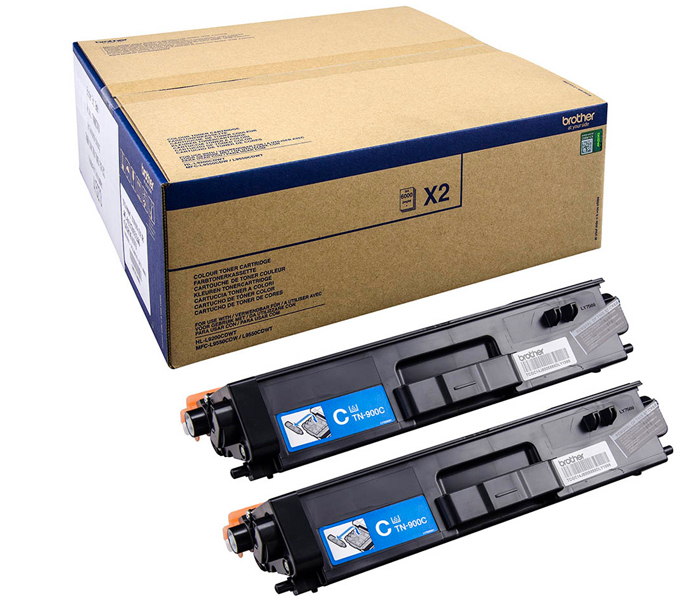 Тонер-картридж TN-900C Brother HL L9200/ MFC L9550 (цвет: голубой) [ресурс: 2 x 6 000 стр.] [артикул: TN900CTWIN] /оригинальный/