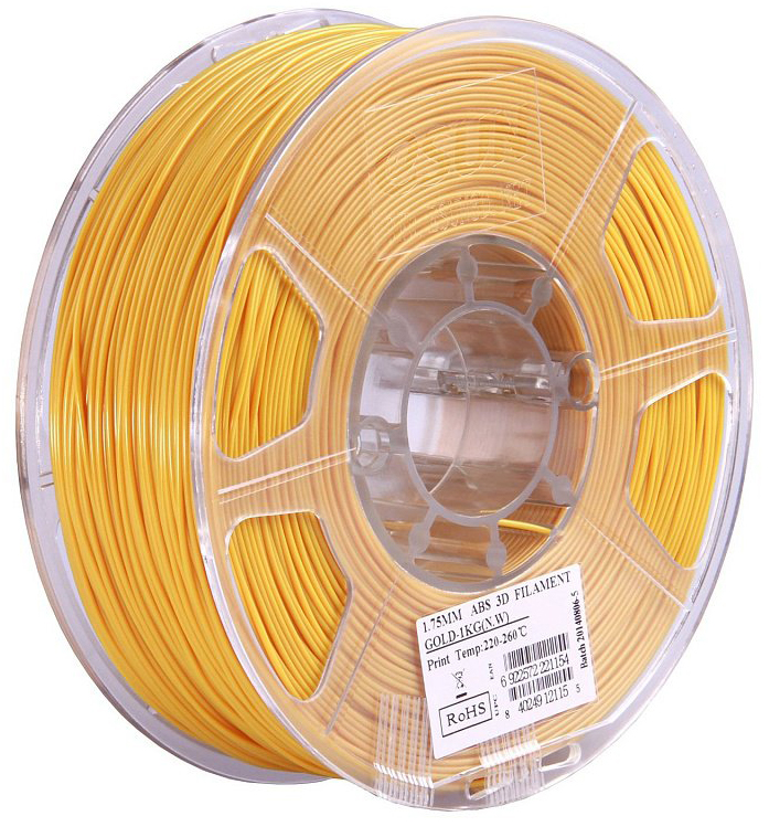 Проволока ABS+ ESUN для печати на 3D-принтерах (диаметр нити: 1,75 мм, вес катушки: 1 кг, цвет: золотой)