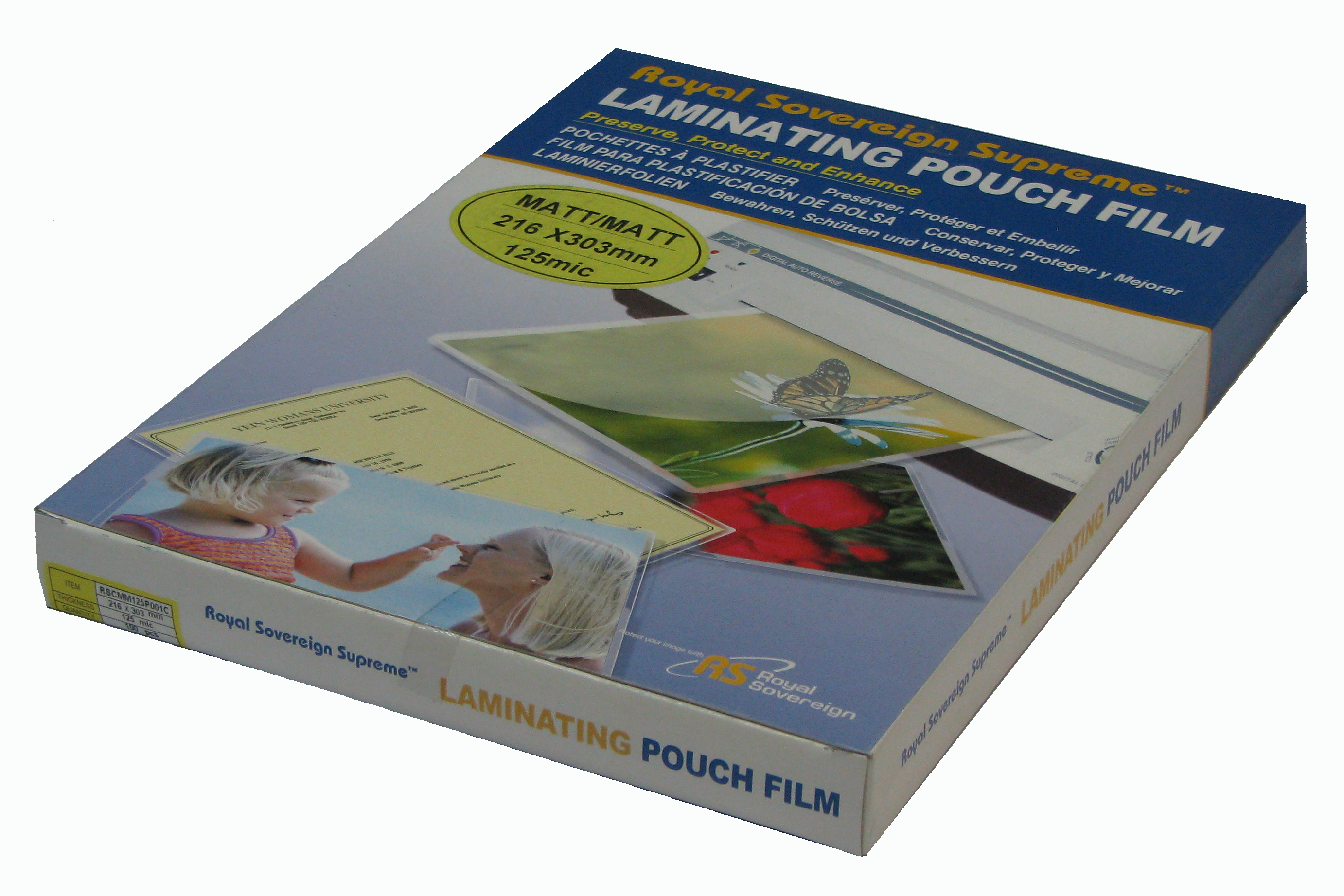 Пленка для ламинирования A4 (216х303мм, 2х125мкм, 100шт/уп) матовая /Royal/
