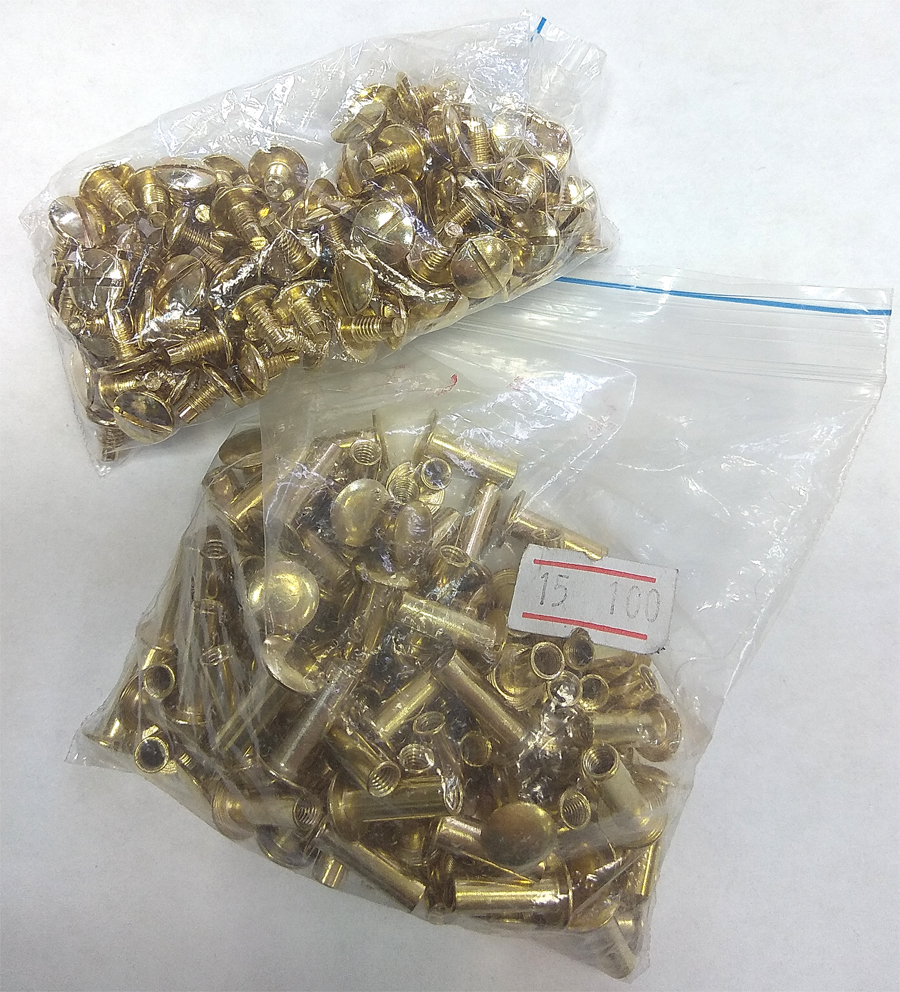 Болты металлические для скрепления "Золото" (15мм, 100шт/уп)