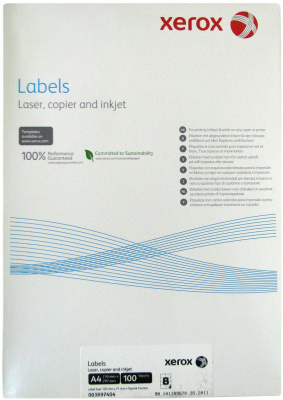Бумажные наклейки для лазерной и струйной печати Xerox A4:8 (8 наклеек  на листе, 105х71,25 мм, 100 л/пач) (прямые углы) [арт. 003R97404]