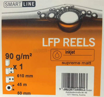 Фотобумага SmartLine LFP Supreme Matt Inkjet (матовая) A1+ (610 мм х 45 м, 90 г/кв.м, втулка 50,8 мм) [R]