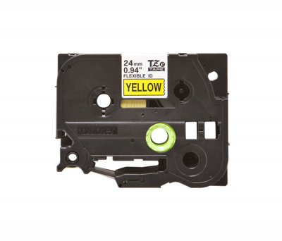 Лента TZEFX651 ламинированная эластичная (идентификационная) для печати наклеек Brother PT 500/9800 (24мм х 8м, черный шрифт, желтый фон) [артикул: TZE-FX651] /оригинальная/