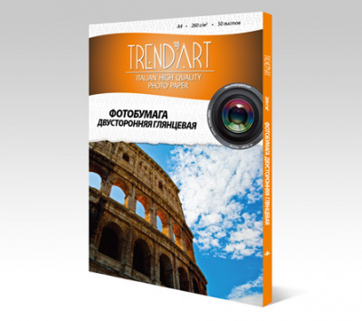 DH260_A3_50 Фотобумага двусторонняя TrendArt High Glossy (Глянцевая) Inkjet А3 (260г/м, 50л/уп) покрытие Cast Coated (без обложки)