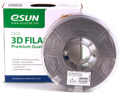 Проволока PLA+ ESUN для печати на 3D-принтерах (диаметр нити: 1,75 мм, вес катушки: 1 кг, цвет: серебристый) Проволока PLA+ ESUN для печати на 3D-принтерах (диаметр нити: 1,75 мм, вес катушки: 1 кг, цвет: серебристый)