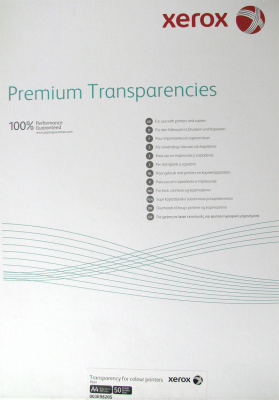 Прозрачная пленка для цветной лазерной печати Xerox Premium Color Plain Transparency (без подложки и полосы) A4 (140 г/кв.м, 100 мкм, 210x297 мм, 50 л/пач) [арт. 003R98205]