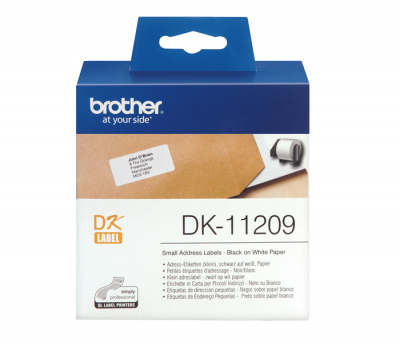 Наклейки DK11209 малые адресные Brother QL 500/1060 (размер: 29 x 62 мм) [кол-во: 800 накл/рул] [артикул: DK-11209] /оригинальные/