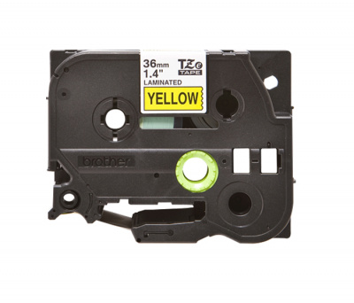 Лента TZE661 ламинированная для печати наклеек Brother PT 530/9800 (размер: 36мм х 8м, черный шрифт, желтый фон) [артикул: TZE-661] /оригинальная/