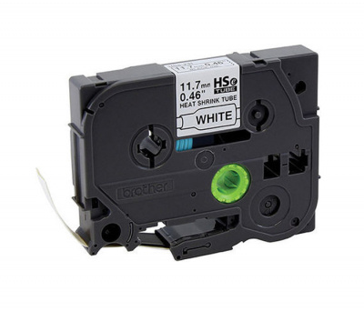 Лента (трубка) HSE231 термоусадочная Brother PT E300/550/700/750W (размер: 11,7мм х 1,5м, черный шрифт, белый фон) [артикул: HSE-231] /оригинальная/