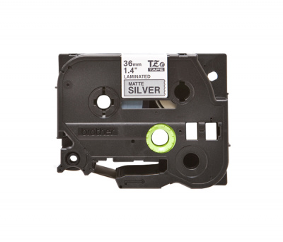 Лента TZEM961 ламинированная для печати наклеек Brother (размер: 36мм х 5м, черный шрифт, серебристый фон "металлик") [артикул: TZE-M961] /оригинальная/