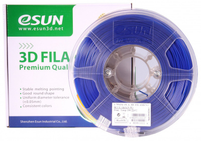 Проволока PLA+ ESUN для печати на 3D-принтерах (диаметр нити: 1,75 мм, вес катушки: 1 кг, цвет: синий)
