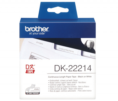 Лента бумажная DK22214 клеящаяся цельная Brother QL 500/1060 (размер: 12мм x 30,48м) [артикул: DK-22214] /оригинальная/