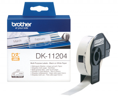 Наклейки DK11204 универсальные Brother QL 500/1060 (размер: 17 x 54 мм) [кол-во: 400 накл/рул] [артикул: DK-11204] /оригинальные/