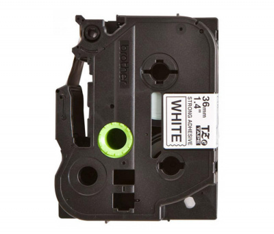 Лента TZES261 ламинированная плотная (повышенной адгезии) для печати наклеек Brother PT 530/9800 (размер: 36мм х 8м, черный шрифт, белый фон) [артикул: TZE-S261] /оригинальная/